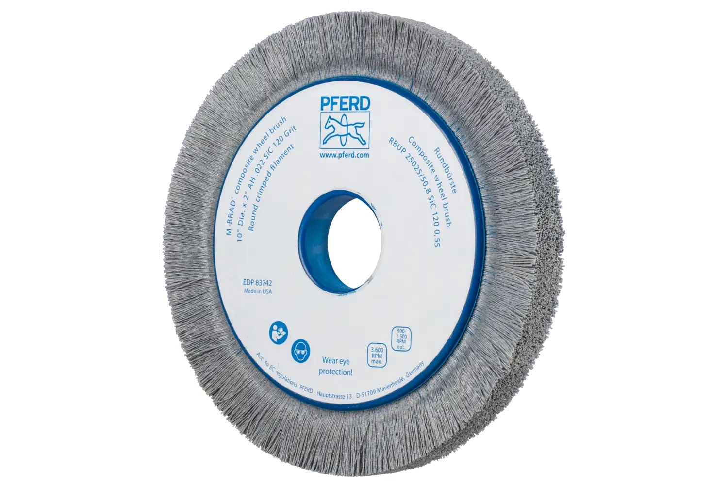 Picture of Pferd M-BRAD® Composite Wheel Brush 10" Dia. .022/120 Grit Silicon Carbide 2" Arbor